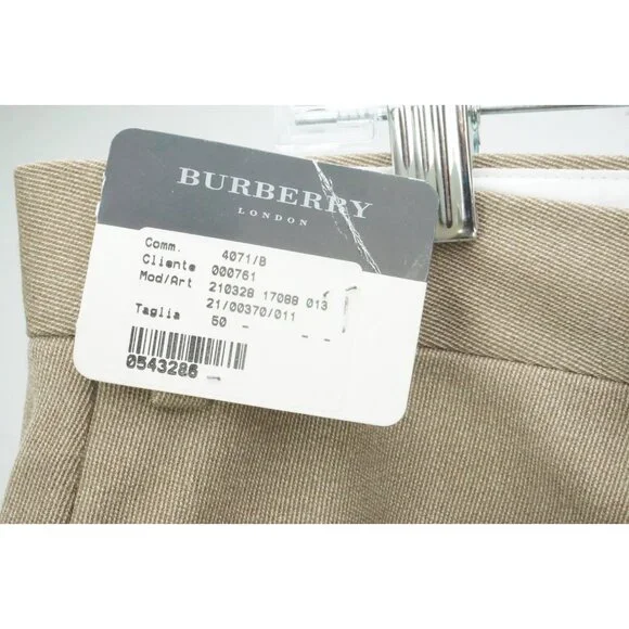 Burberry Brown Woven 100% Wool Mens Pants Trousers Sz 50 EU NEW